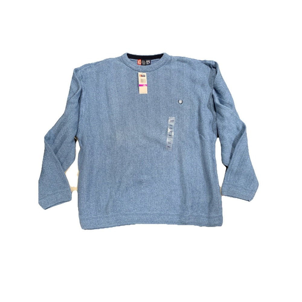 Chaps Mens‎ Blue Knit Pullover Crew Neck Sweater Long Sleeve Size XXL NWT